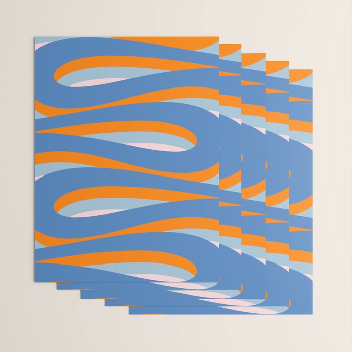 Pop Swirl Wavy Abstract Line Pattern Blue Orange Pink Wrapping Paper Gallery Image 3