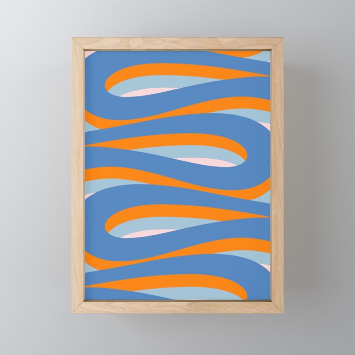 Pop Swirl Wavy Abstract Line Pattern Blue Orange Pink Mini Art Print Gallery Image 1