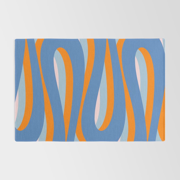 Pop Swirl Wavy Abstract Line Pattern Blue Orange Pink Rug Gallery Image 2