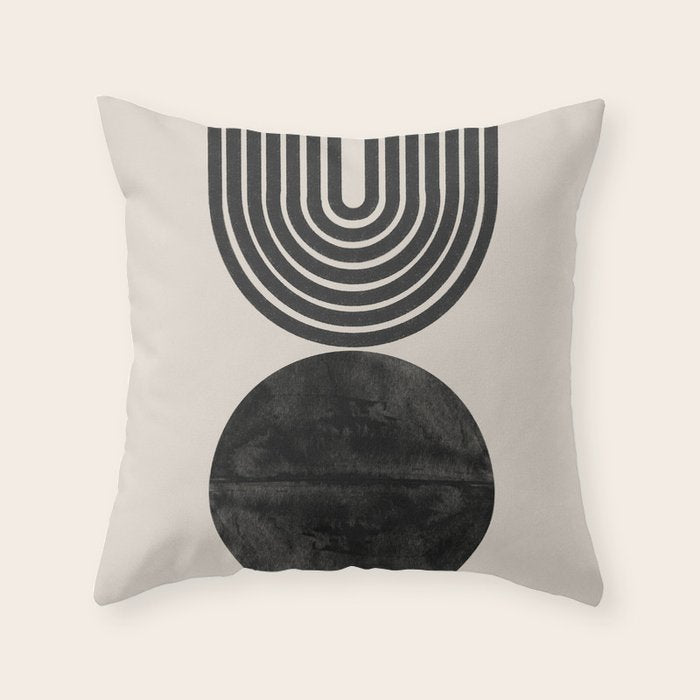 Woodblock Print, Modern Art Throw Pillow Gallery Image 1