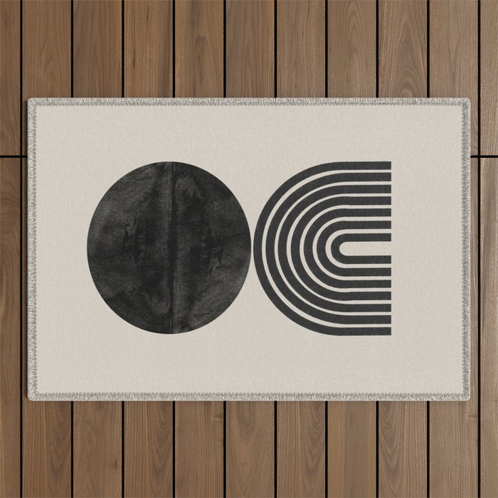 Woodblock Print, Modern Art Outdoor Rug Gallery Image 1