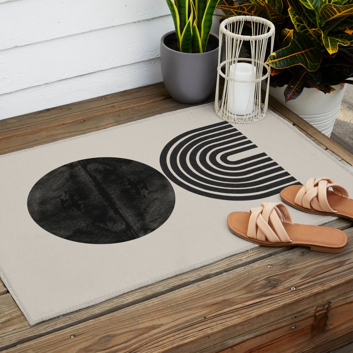 Woodblock Print, Modern Art Outdoor Rug Gallery Image 2