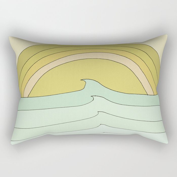 daydreams rainbow waves // retro surf art by surfy birdy Rectangular Pillow Gallery Image 2