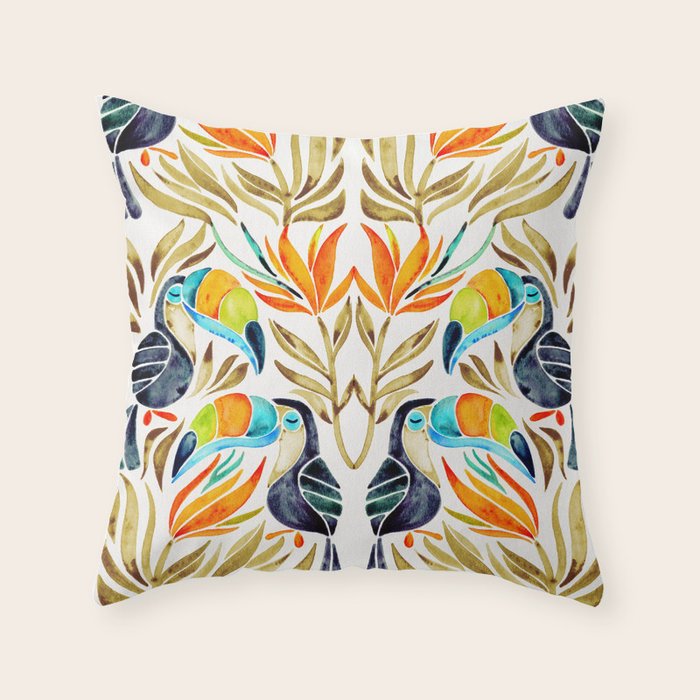 Tropical Toucans - Sepia Palette Throw Pillow Gallery Image 6