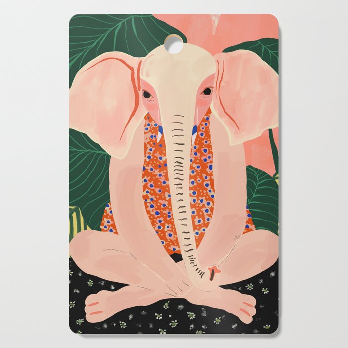 Yoga Meditating Elephant Cutting Board Gallery Image 1
