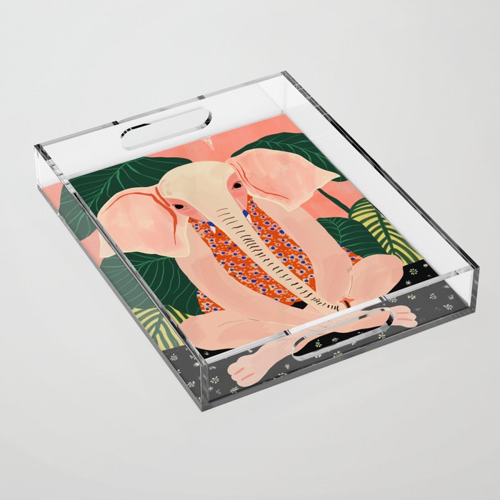 Yoga Meditating Elephant Acrylic Tray Gallery Image 1