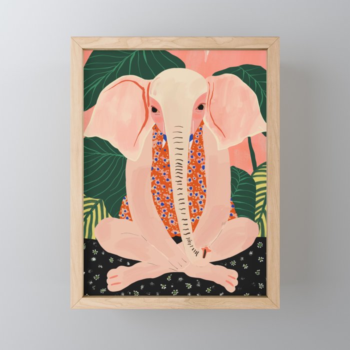Yoga Meditating Elephant Mini Art Print Gallery Image 1
