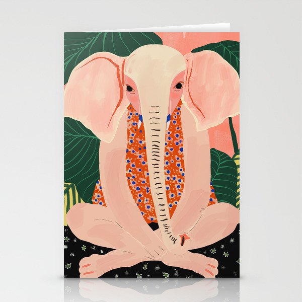 Yoga Meditating Elephant Stationery Card Gallery Image 2