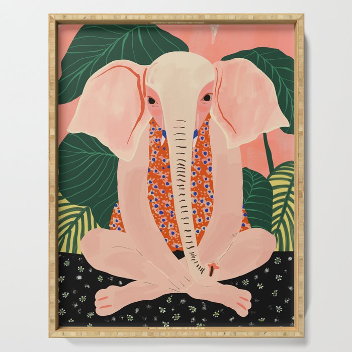 Yoga Meditating Elephant Serving Tray Gallery Image 1