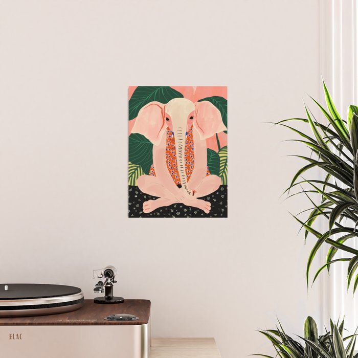 Yoga Meditating Elephant Poster Gallery Image 2