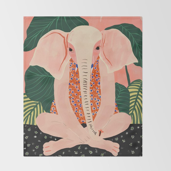 Yoga Meditating Elephant Throw Blanket Gallery Image 2