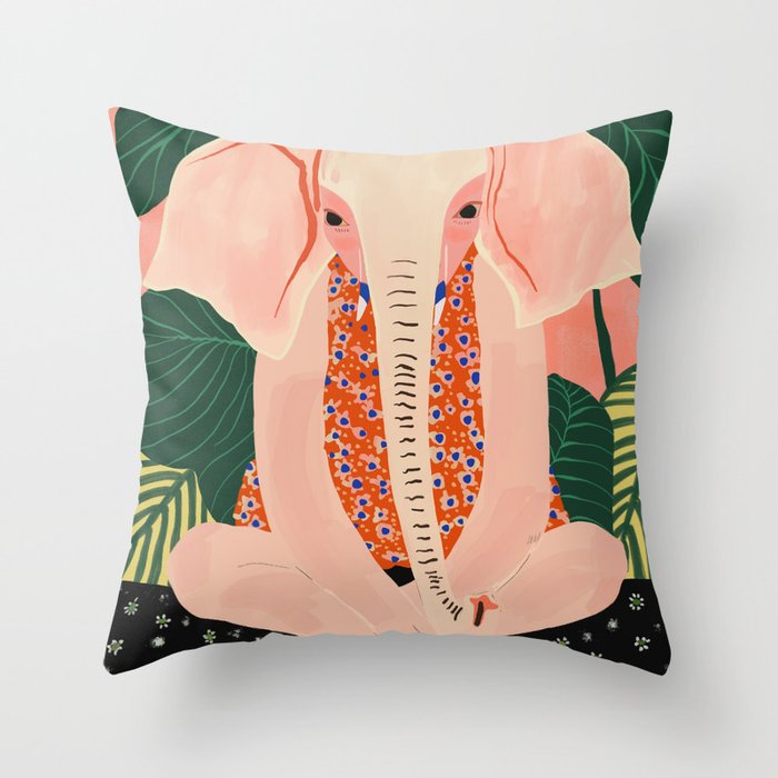 Yoga Meditating Elephant Throw Pillow Gallery Image 6