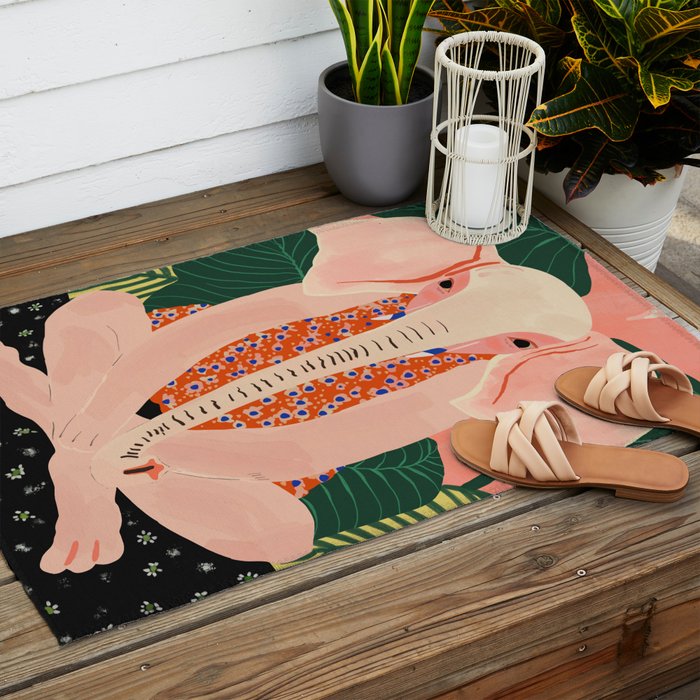 Yoga Meditating Elephant Outdoor Rug Gallery Image 2