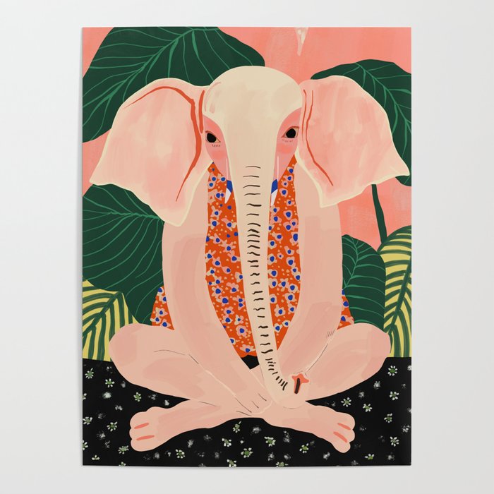 Yoga Meditating Elephant Poster Gallery Image 1
