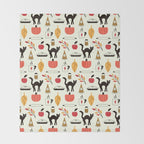Black Cat Pumpkin Autumn Baking Motif Throw Blanket Gallery Image 2