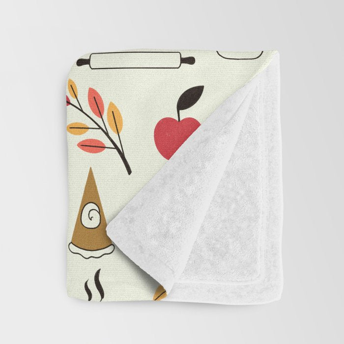 Black Cat Pumpkin Autumn Baking Motif Throw Blanket Gallery Image 3