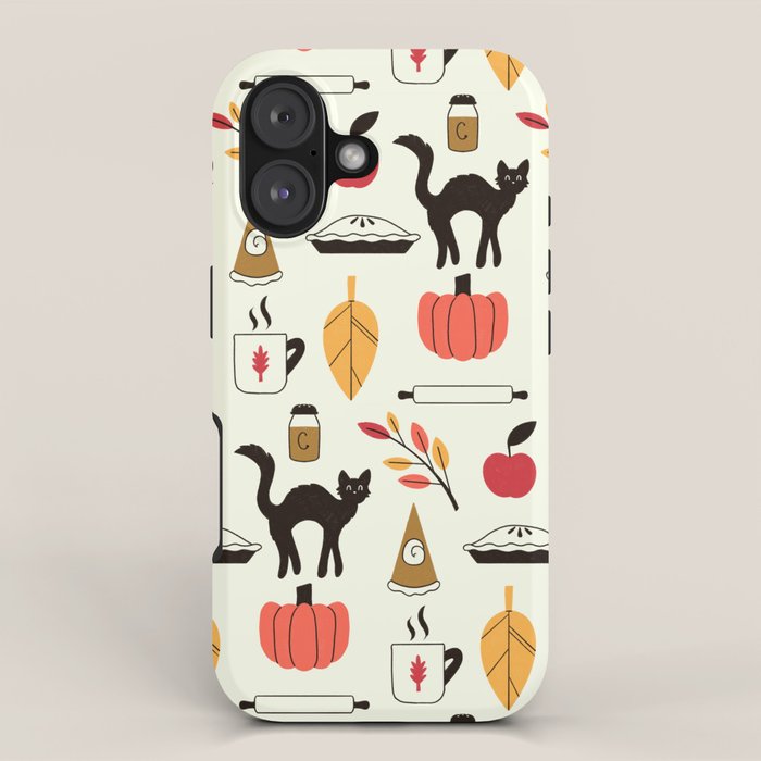 Black Cat Pumpkin Autumn Baking Motif iPhone Case Gallery Image 1