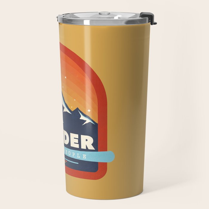 Powder To The People - Ski Badge Travel Mug Gallery Image 2