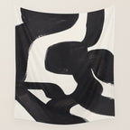 Mid Century Modern Minimalist Abstract Art Brush Strokes Black & White Ink Art Maze Wall Tapestry Gallery Image 4
