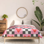 Red love heart checkered pattern Comforter Gallery Image 3