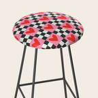Red love heart checkered pattern Stool Gallery Image 2