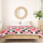 Red love heart checkered pattern Duvet Cover Gallery Image 3