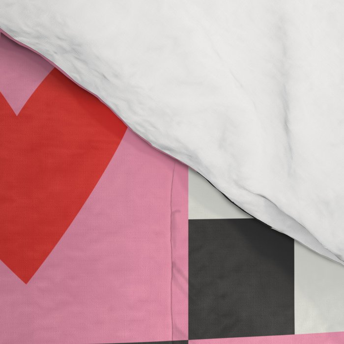 Red love heart checkered pattern Comforter Gallery Image 4
