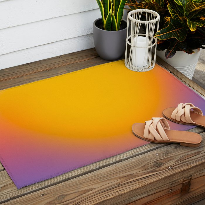 Vibrant yellow sunset Outdoor Rug Gallery Image 2