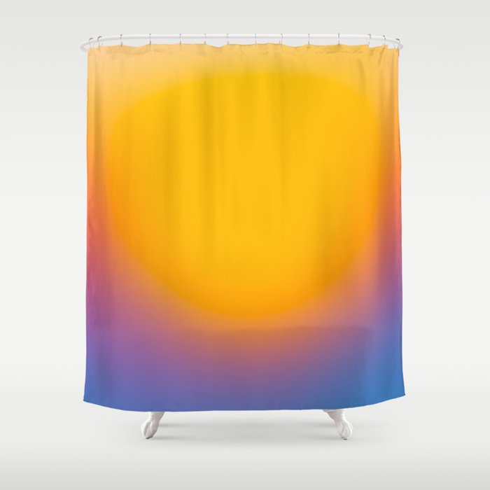 Vibrant yellow sunset Shower Curtain Gallery Image 1