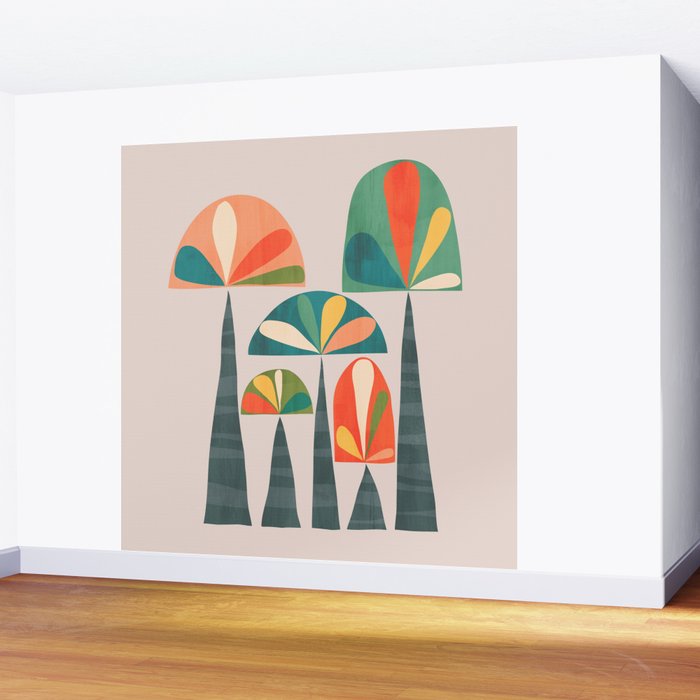 Quirky retro palm trees Wall Mural Gallery Image 2