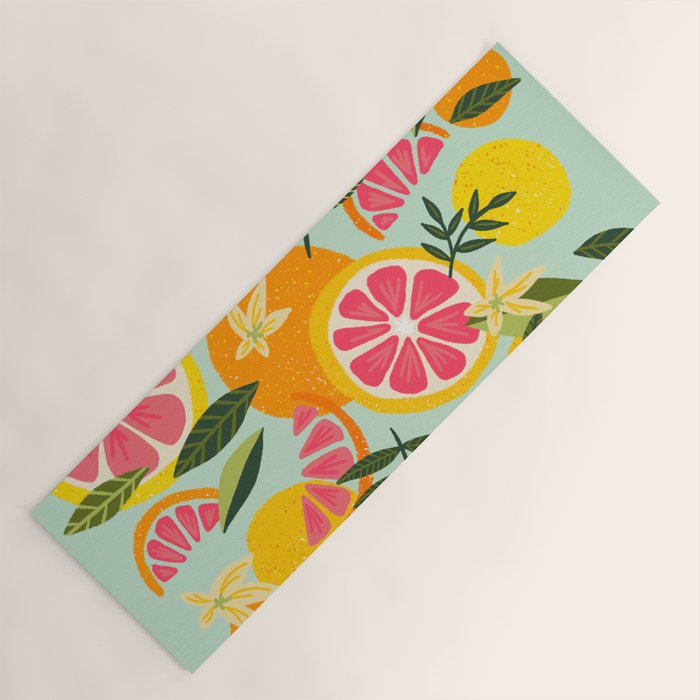 Grapefruit Blooms - Mint Palette Yoga Mat Gallery Image 1