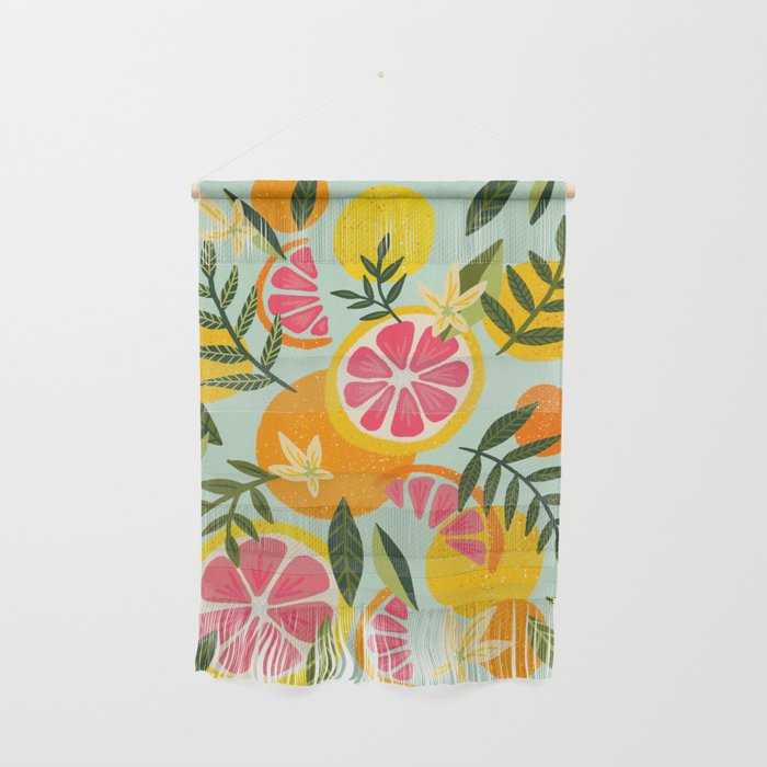 Grapefruit Blooms - Mint Palette Wall Hanging Gallery Image 1