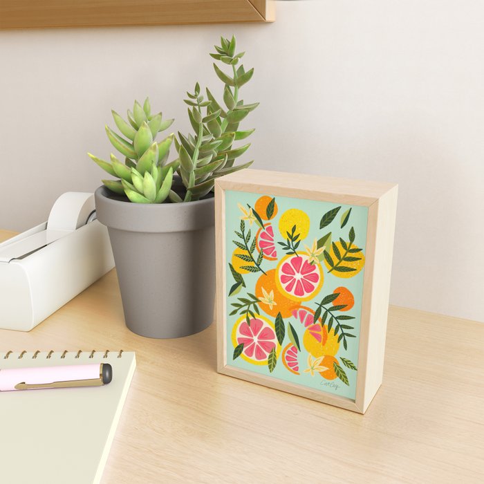 Grapefruit Blooms - Mint Palette Mini Art Print Gallery Image 2
