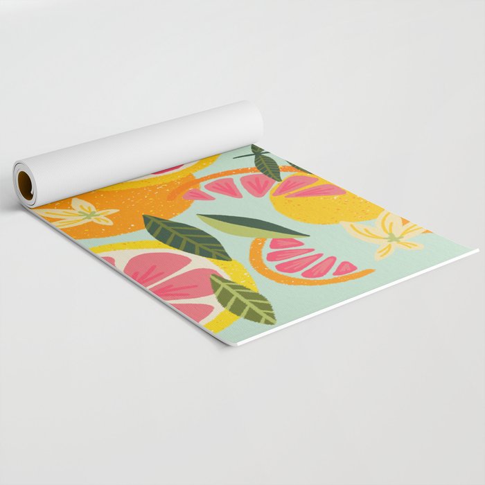 Grapefruit Blooms - Mint Palette Yoga Mat Gallery Image 2