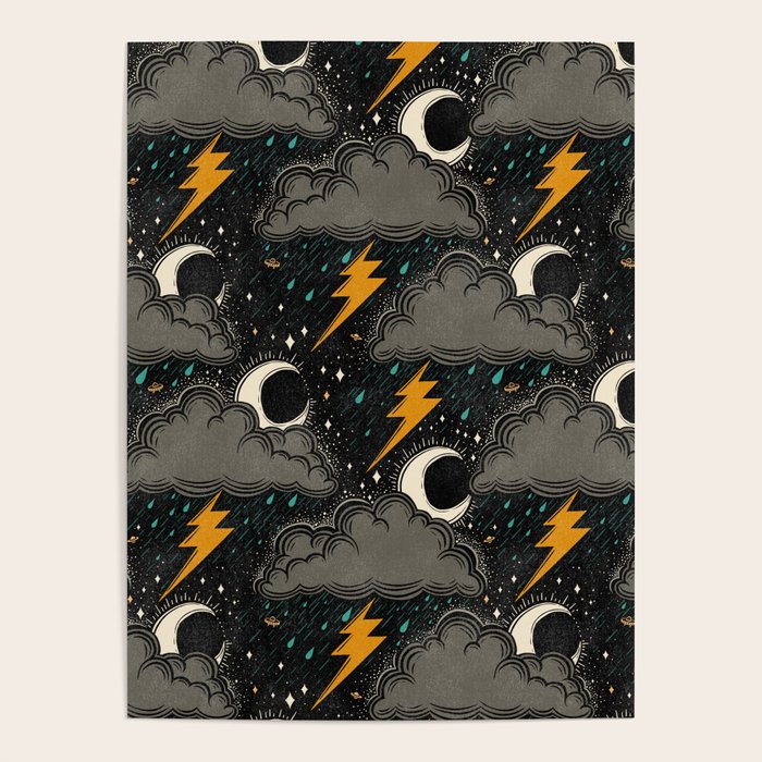 Stormy Night - Gray  Poster Gallery Image 1