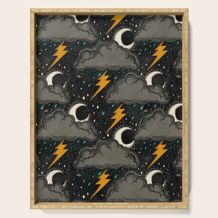 Stormy Night - Gray  Serving Tray Gallery Image 1
