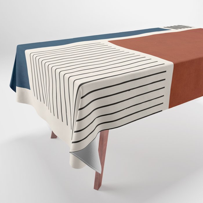 Red Rust Navy Blue Black Lines Tablecloth
