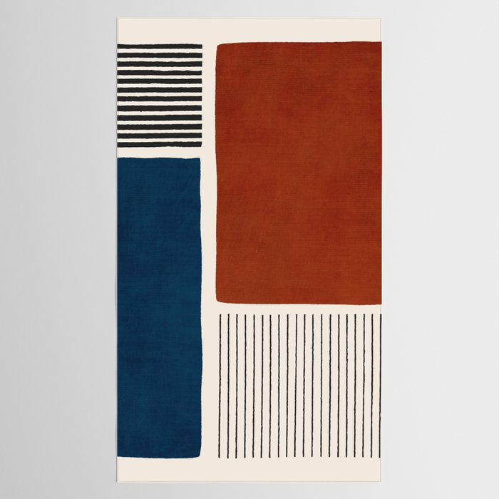 Red Rust Navy Blue Black Lines Tablecloth Gallery Image 2