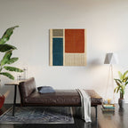 Red Rust Navy Blue Black Lines Wood Wall Art Gallery Image 2