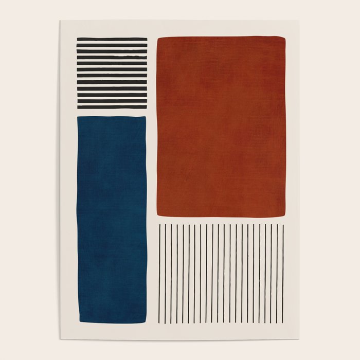 Red Rust Navy Blue Black Lines Poster Gallery Image 4