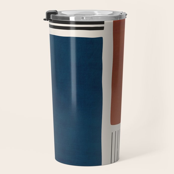 Red Rust Navy Blue Black Lines Travel Mug Gallery Image 3