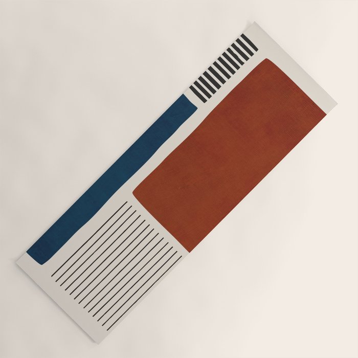 Red Rust Navy Blue Black Lines Yoga Mat Gallery Image 1