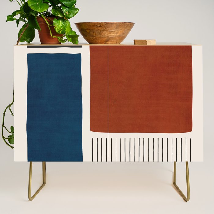Red Rust Navy Blue Black Lines Credenza Gallery Image 1