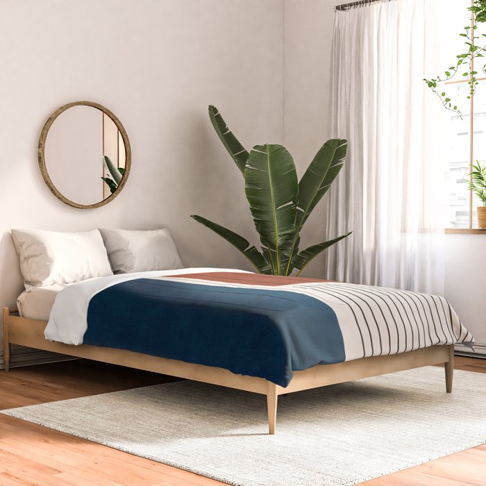 Red Rust Navy Blue Black Lines Comforter Gallery Image 2