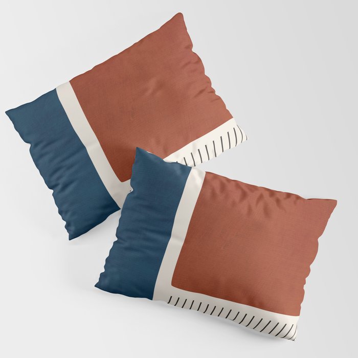 Red Rust Navy Blue Black Lines Pillow Sham Gallery Image 3
