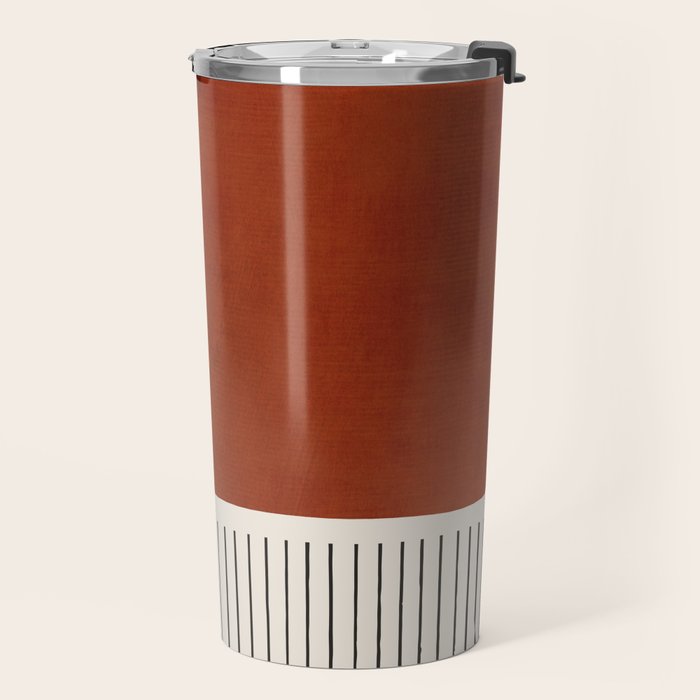 Red Rust Navy Blue Black Lines Travel Mug Gallery Image 2