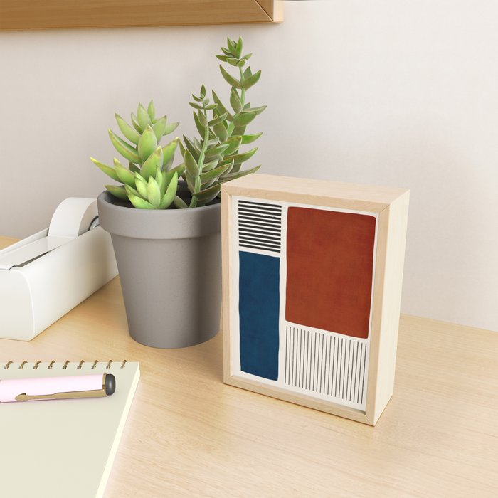 Red Rust Navy Blue Black Lines Mini Art Print Gallery Image 2