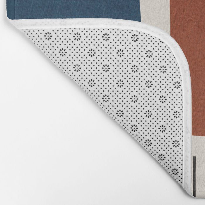 Red Rust Navy Blue Black Lines Bath Mat Gallery Image 2