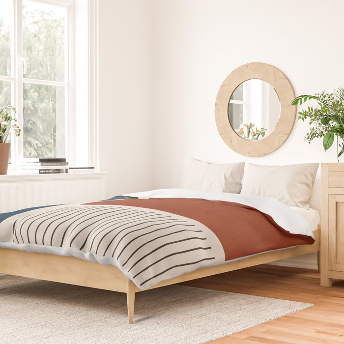 Red Rust Navy Blue Black Lines Duvet Cover Gallery Image 2
