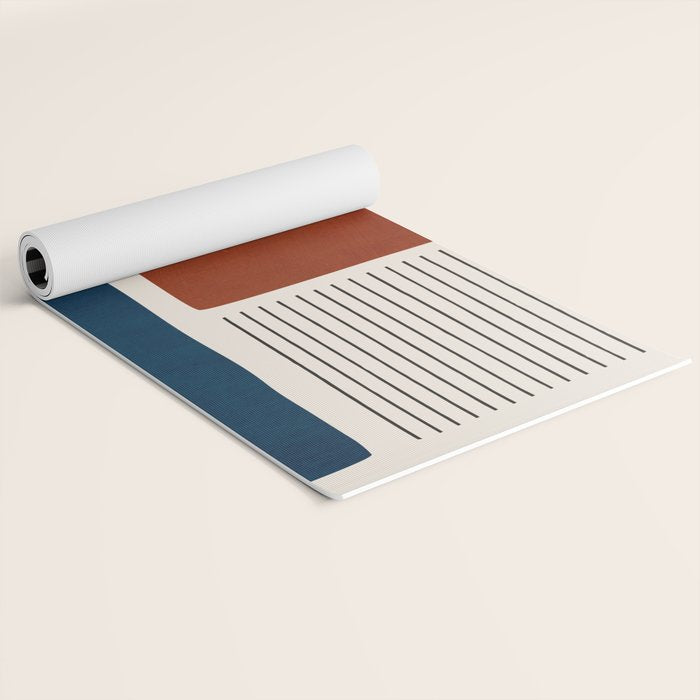 Red Rust Navy Blue Black Lines Yoga Mat Gallery Image 2